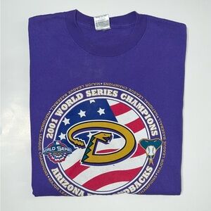 Vintage 2001 Arizona Diamondbacks Purple World Series Champions Shirt Size Large